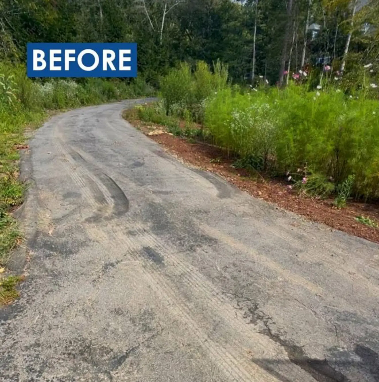 Residential asphalt driveway repair and patching completed in the Charlotte NC metro area