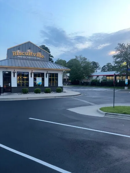 Restaurant parking lot sealcoating and line striping completed in Charlotte NC
